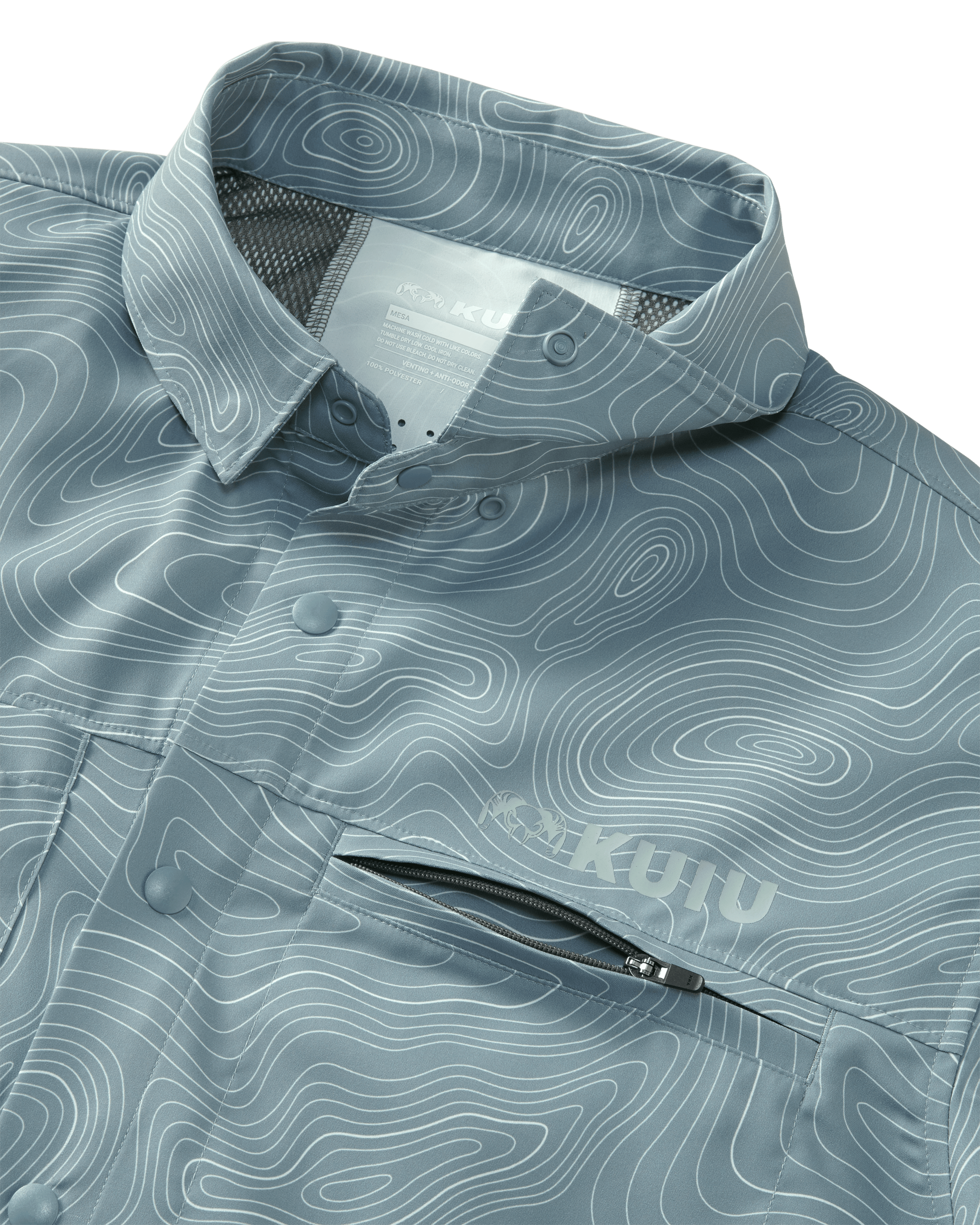 Mesa Vented SS Snap Shirt Topo | Glacier Topo Print - Image 3