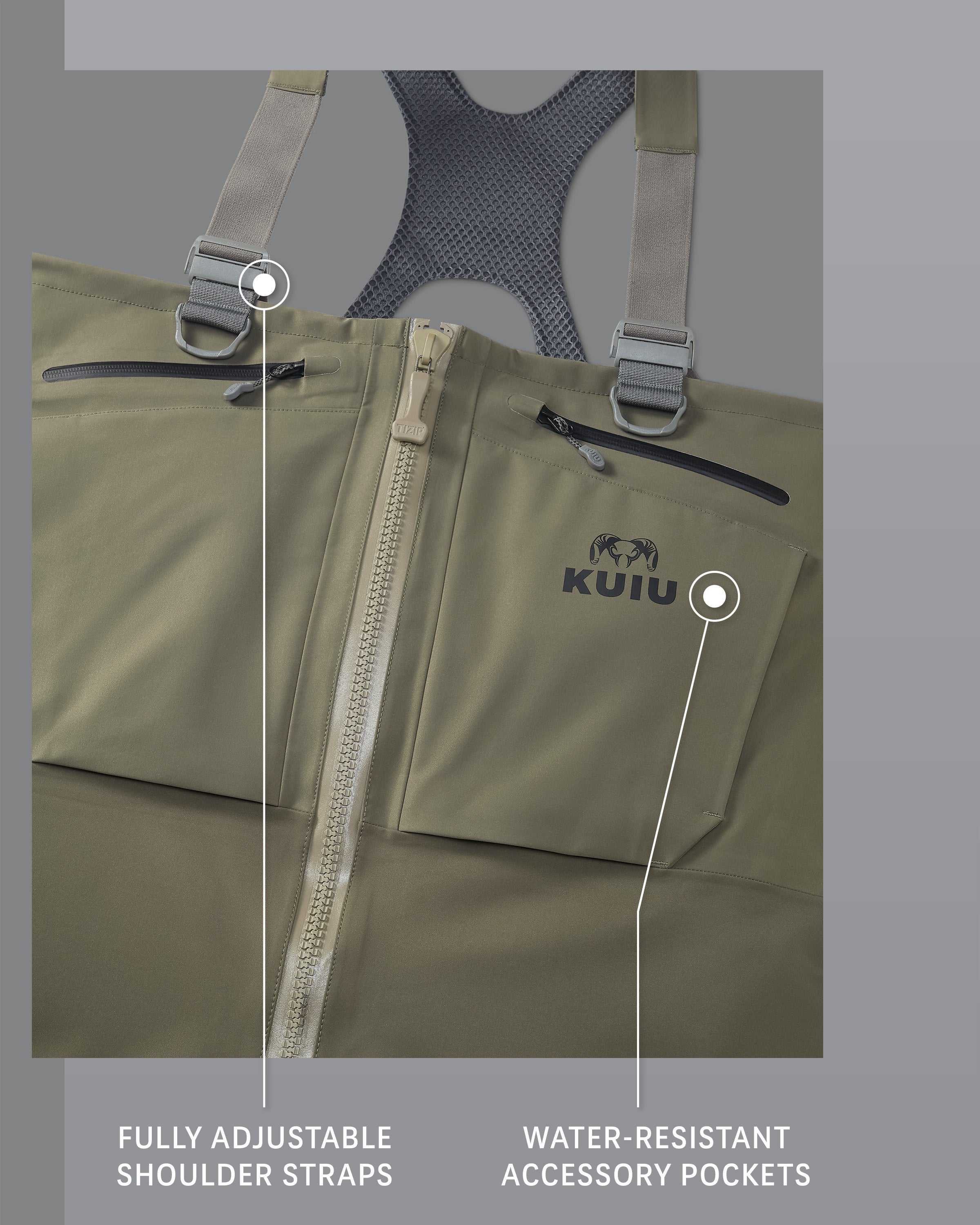 KUIU PRO HD Flex Zip Wader | Ash - Image 3